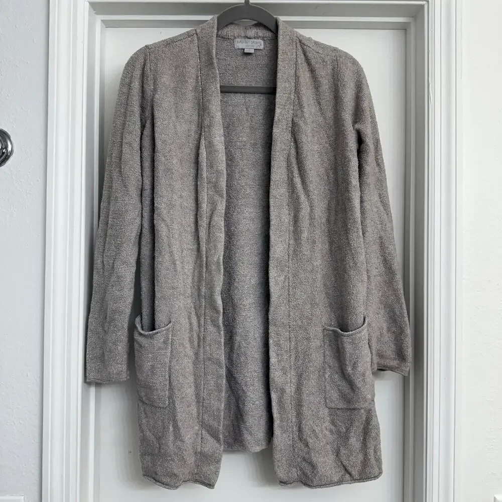 Barefoot Dreams Cozy Chic Lite Knit Cardigan Bisque Tan Loungewear Comfort Sz S